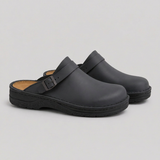 Women's Slip-On Leather-Look Clogs with Cushioned Footbed