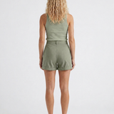 Women's High-Waist Wide-Leg Turn-Up Cotton Blend Shorts