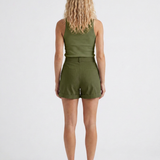Women's High-Waist Wide-Leg Turn-Up Cotton Blend Shorts