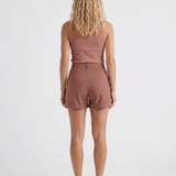 Women's High-Waist Wide-Leg Turn-Up Cotton Blend Shorts