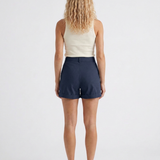 Women's High-Waist Wide-Leg Turn-Up Cotton Blend Shorts