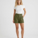 Women's High-Waist Wide-Leg Turn-Up Cotton Blend Shorts