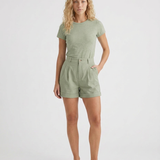 Women's High-Waist Wide-Leg Turn-Up Cotton Blend Shorts