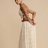 Women's Halter Top and Pleated Maxi Skirt Set