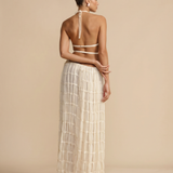 Women's Halter Top and Pleated Maxi Skirt Set