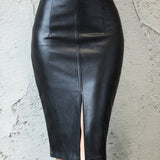 High Waist Faux Leather Pencil Skirt