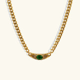 Women's 18K Gold Plated Gemstone Pendant Necklace