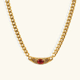 Women's 18K Gold Plated Gemstone Pendant Necklace