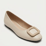 Women's Cushioned Faux Leather Ballerina Flats