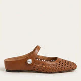 Women's Woven Instep Strap Flat Mules