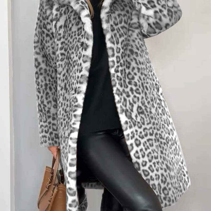 Leopard Print Teddy Fleece Long Coat