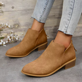 Women's Pointed Toe Low Block Heel Ankle Boots
