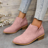 Women's Pointed Toe Low Block Heel Ankle Boots