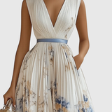 Floral Sleeveless V-Neck Midi Dress