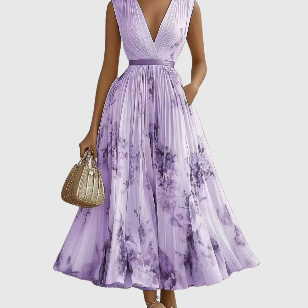 Floral Sleeveless V-Neck Midi Dress