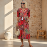Floral V-Neck Midi Dress