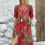 Floral V-Neck Midi Dress