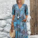 Floral V-Neck Midi Dress