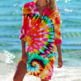 Printed Button Front Shirt Dress