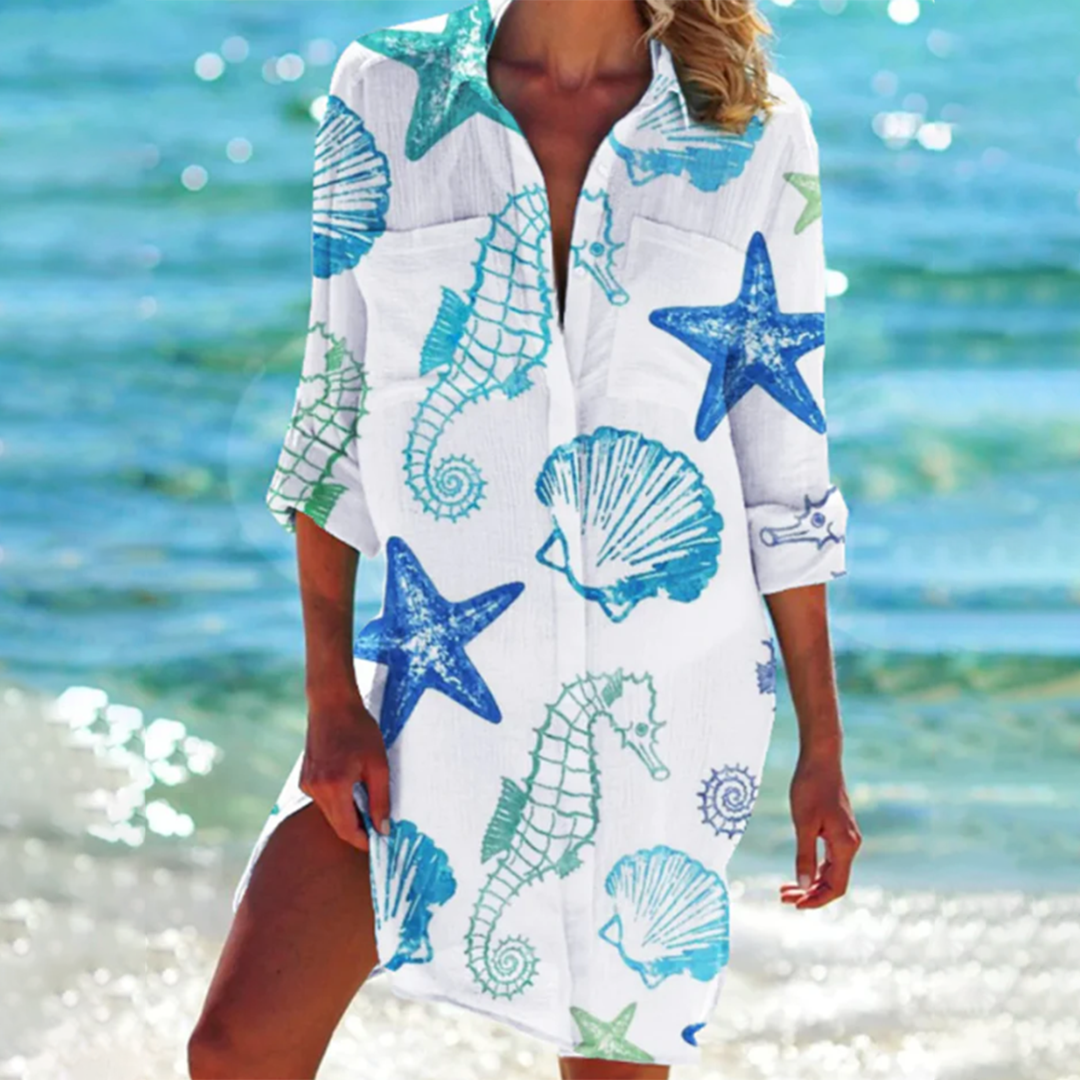 Printed Button Front Shirt Dress