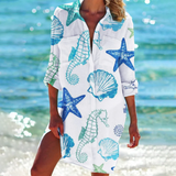 Printed Button Front Shirt Dress