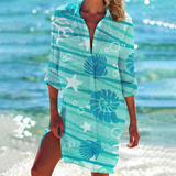 Printed Button Front Shirt Dress