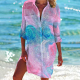 Printed Button Front Shirt Dress