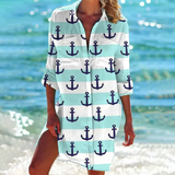 Printed Button Front Shirt Dress