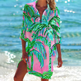 Printed Button Front Shirt Dress