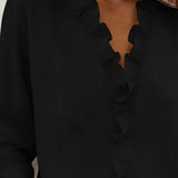 Ruffle V-Neck Long Sleeve Blouse