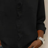 Ruffle V-Neck Long Sleeve Blouse
