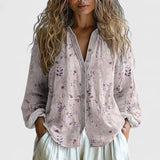 Bohemian Botanical Print Zip Front Blouse