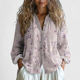 Bohemian Botanical Print Zip Front Blouse