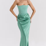 Strapless Satin Maxi Dress