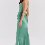 Strapless Satin Maxi Dress