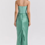 Strapless Satin Maxi Dress