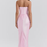 Strapless Satin Maxi Dress
