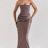 Strapless Satin Maxi Dress