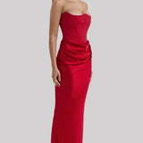 Strapless Satin Maxi Dress