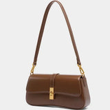 Women's Compact Crossbody Bag with Gold Flap Detail