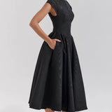 Cirelle | Cap Sleeve Midi Dress Structured Timeless Elegance