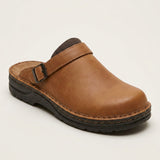 Women's Slip-On Leather-Look Clogs with Cushioned Footbed
