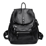 Women's Vintage PU Leather Backpack with Zip Pockets