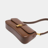 Women's Compact Crossbody Bag with Gold Flap Detail