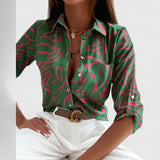 Geometric Print Button Front Blouse