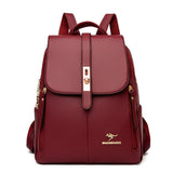 Women's PU Leather Flap-Closure Everyday Backpack