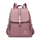 Women's PU Leather Flap-Closure Everyday Backpack