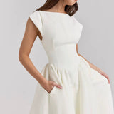 Cirelle | Cap Sleeve Midi Dress Structured Timeless Elegance