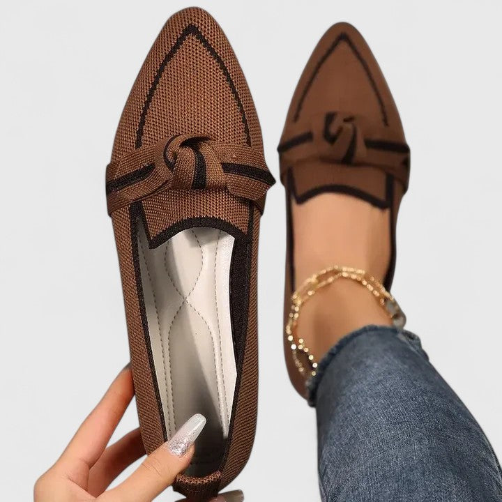 Pointed Toe Bow Flat Loafers