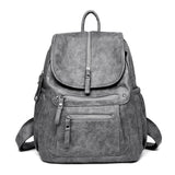 Women's Vintage PU Leather Backpack with Zip Pockets